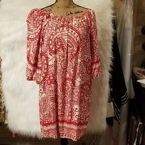 Umgee dress red white paisley